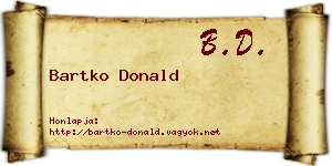 Bartko Donald névjegykártya
